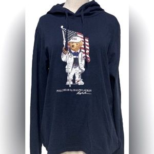 Polo Ralph Lauren Olympic Bear USA Flag Pullover Hoodie Hooded Sweatshirt